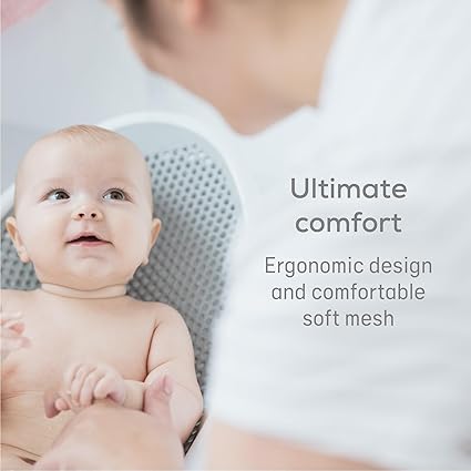 Foldable Baby Bathtub Portable Infant Bath Tub with Soft Bath Cushion Temperature Sensor Drain Plug Non-Slip Baby Bath for Newborns and Toddlers